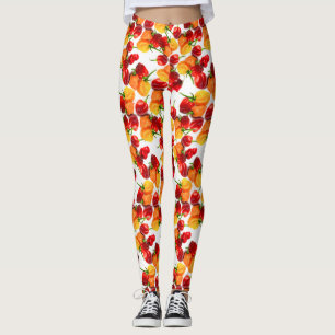 Habanero Chilies Red Peppers Orange Hot Food Leggings