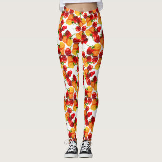 Habanero Chilies Red Peppers Orange Hot Food Leggings