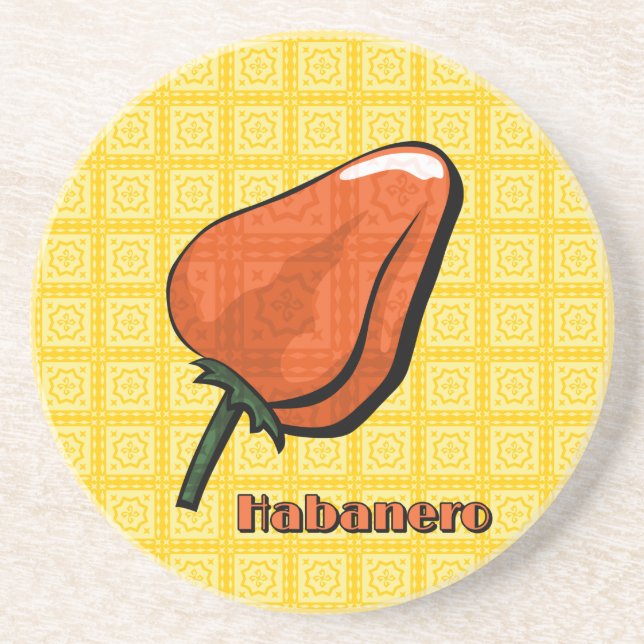 Habanero Chilli Pepper Sandstone Coaster (Front)
