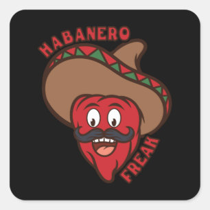 Habanero Freak Chilli Comic Food Spiciness Funny Square Sticker