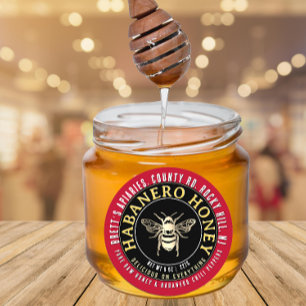 Habanero Honey Hot Raw Honey with Gold Bee  Classic Round Sticker