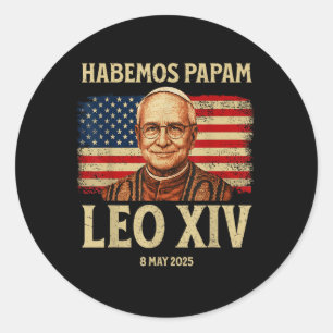 Habemus Papam Leo Xiv New Pope 2025 Usa Flag Souve Classic Round Sticker
