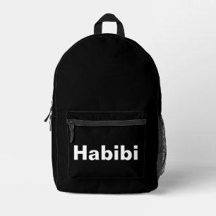 "Habibi" حبيبي one word minimalism Printed Backpack