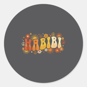 Habibi Retro 70s Tygraphy Vintage Flower Hipe Arab Classic Round Sticker