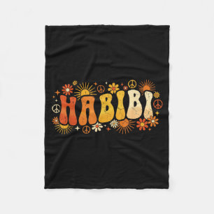 Habibi Retro 70s Tygraphy Vintage Flower Hipe Arab Fleece Blanket