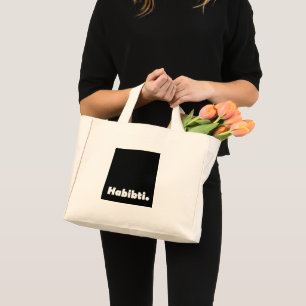 Habibti text design mini tote bag