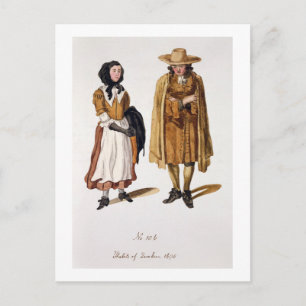 Habits of Quakers, 1675 (coloured engraving) Postcard