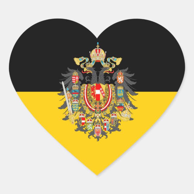 Habsburg flag and Imperial Coat of Arms Heart Sticker (Front)