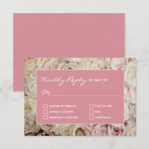 Hacienda Pink RSVP Cards Rose Background