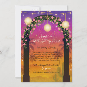 Hacienda Sunset Floral Arch Thank You Invitation
