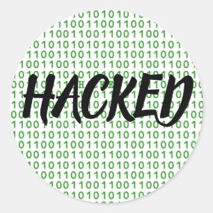 HACKED Binary Code Classic Round Sticker