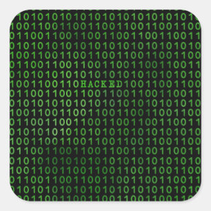HACKED Computer Code Square Sticker