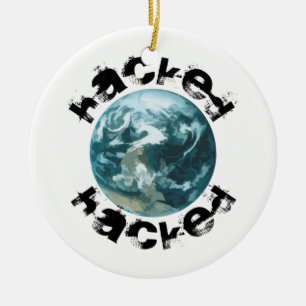 Hacked Planet Earth Ceramic Ornament