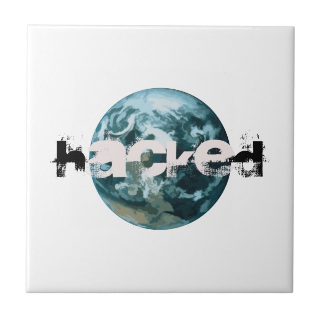 Hacked Planet Earth Ceramic Tile (Front)