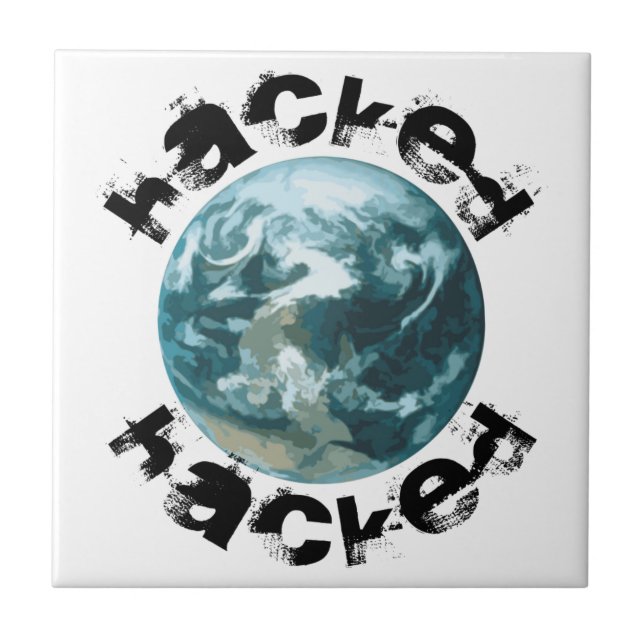 Hacked Planet Earth Ceramic Tile (Front)