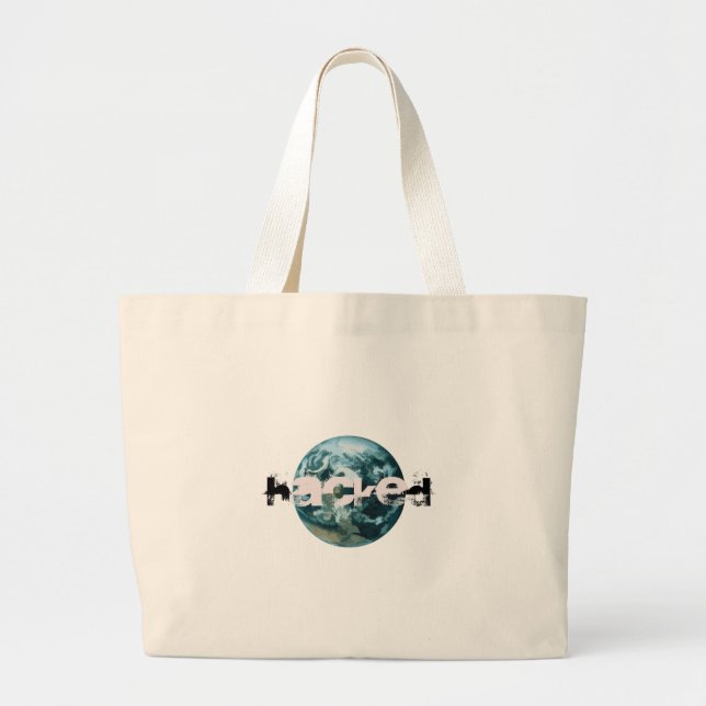 Hacked Planet Earth Large Tote Bag (Front)