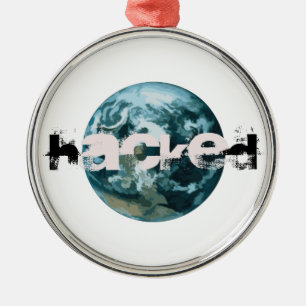 Hacked Planet Earth Metal Ornament