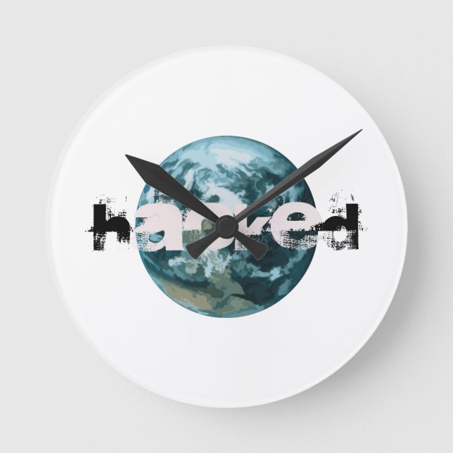 Hacked Planet Earth Round Clock (Front)
