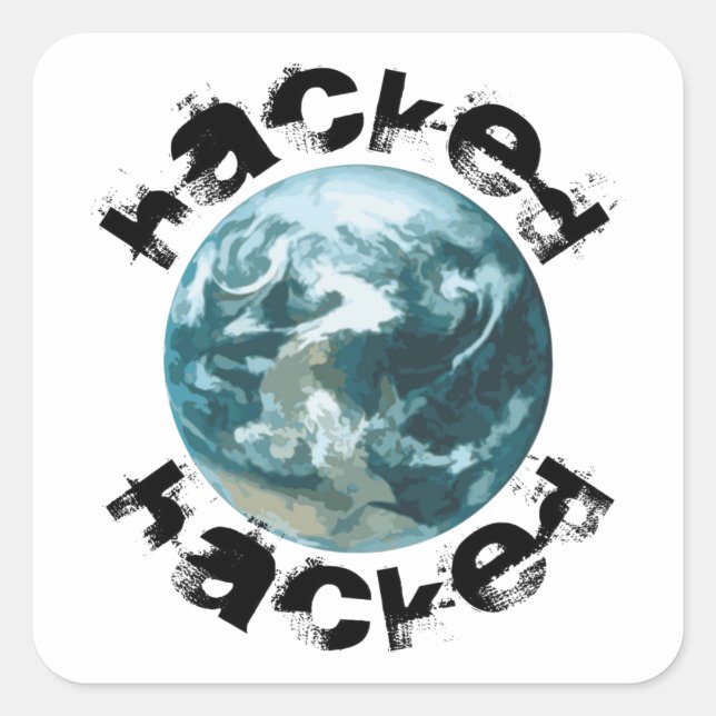 Hacked Planet Earth Square Sticker (Front)