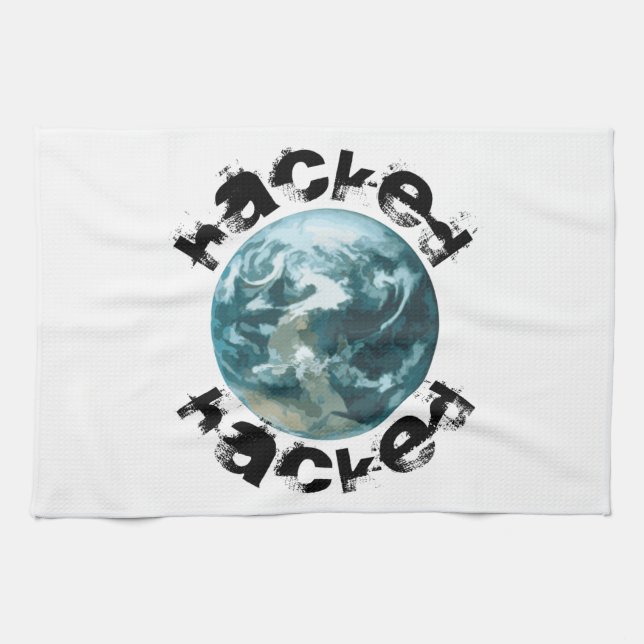 Hacked Planet Earth Tea Towel (Horizontal)