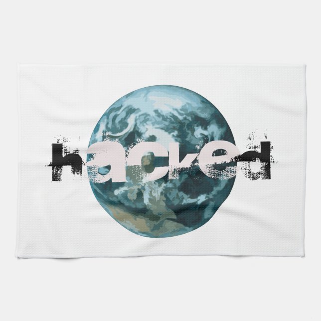 Hacked Planet Earth Tea Towel (Horizontal)