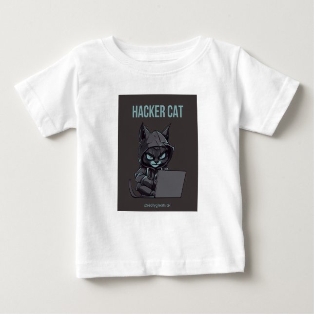 Hacker cat print T-shirt  (Front)