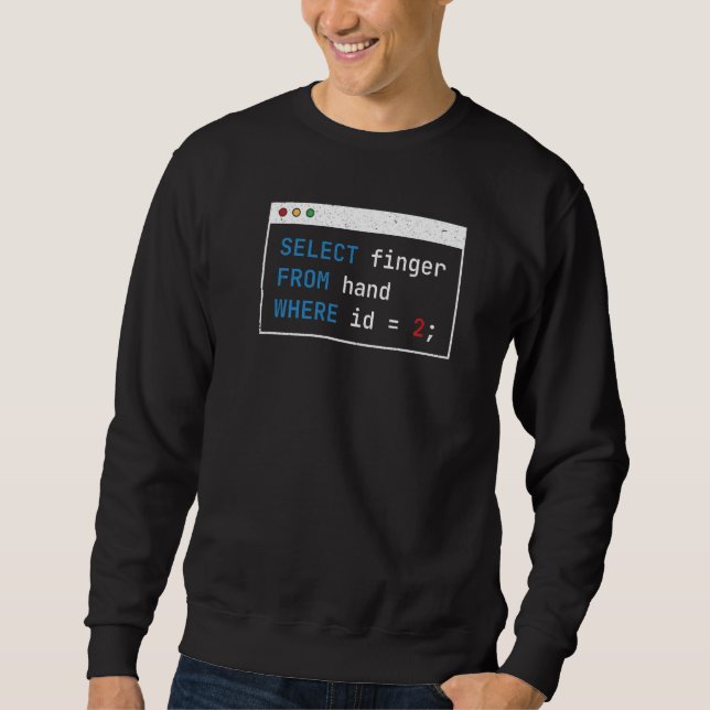 Hacker Computer Code Select Finger Cybersecurity Sweatshirt (Front)