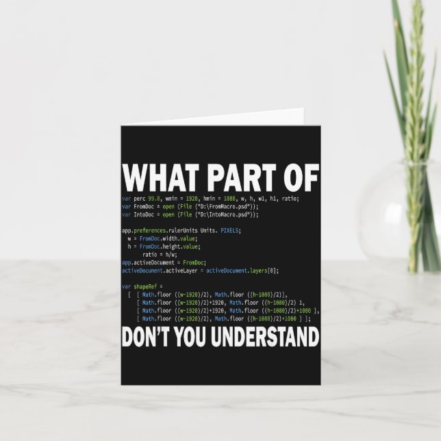 Hacker Computer Programmer Apparel Coding What Par Card (Front)