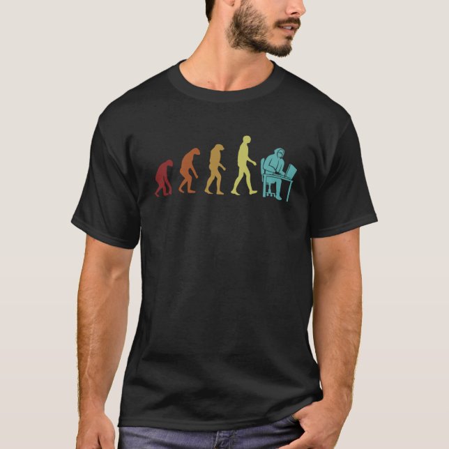 Hacker Evolution Ethical Hacking White Hat Black H T-Shirt (Front)