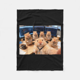 Hacker Hamster Team Selfie Meme Cringe Animal Code Fleece Blanket