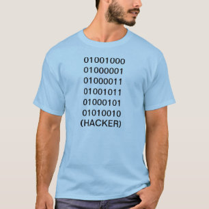 Hacker in binary code tee shirt