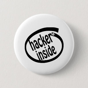 Hacker inside 6 cm round badge