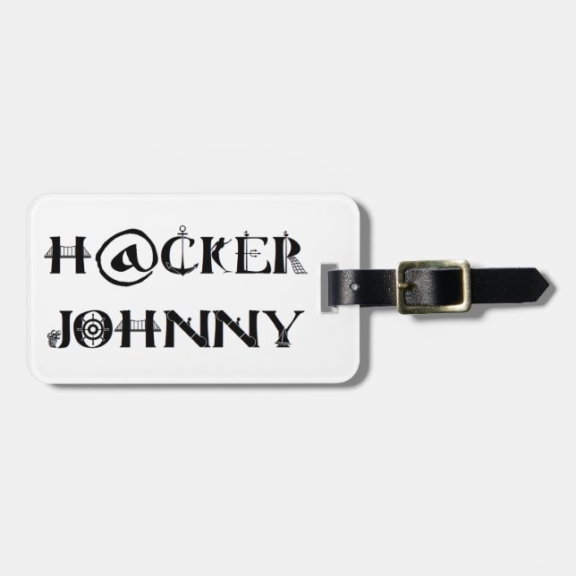 hacker johnny luggage tag (Front Horizontal)
