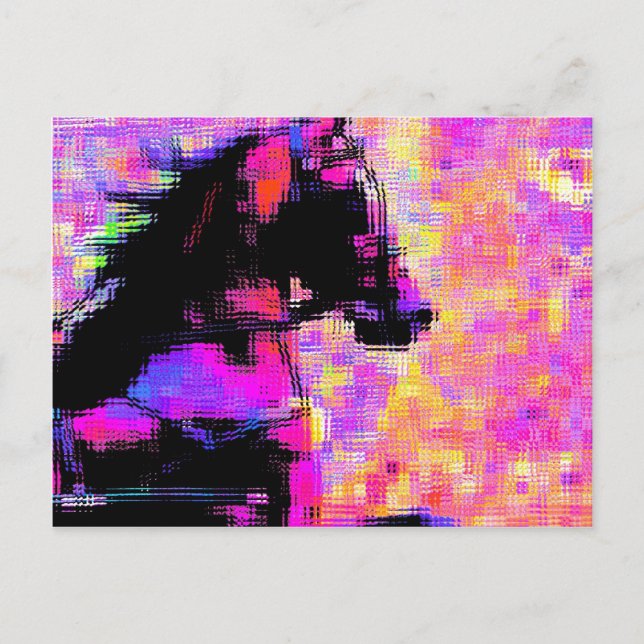 Hackney in Harness Glitch Art Postcard (Front)
