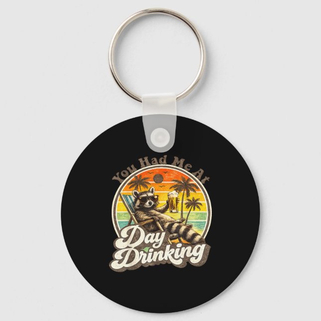 Had at day drinking funny retro beach summer key ring (Front)