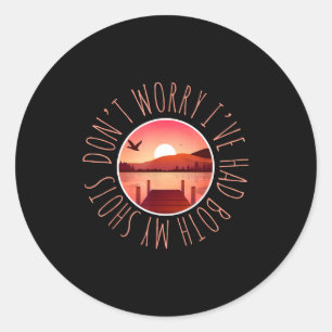 Had both shots vintage sunset vaccination retro classic round sticker
