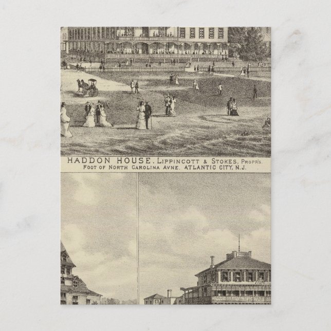 Haddon House and Kaighn and Gurney residences Postcard (Front)