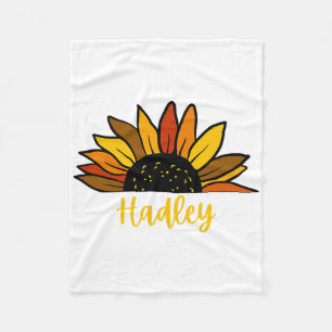 Hadley Personalised Name Cute Fall Sunflower Autum Fleece Blanket