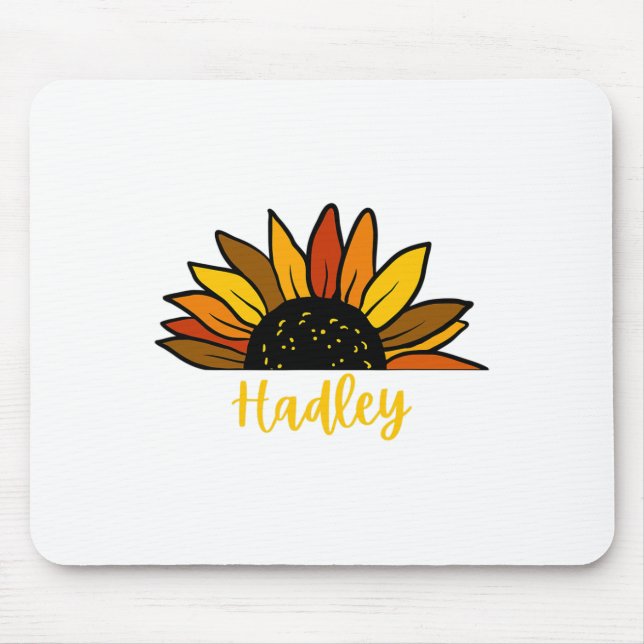 Hadley Personalised Name Cute Fall Sunflower Autum Mouse Pad (Front)