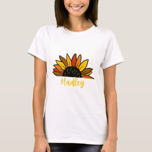 Hadley Personalised Name Cute Fall Sunflower Autum T-Shirt