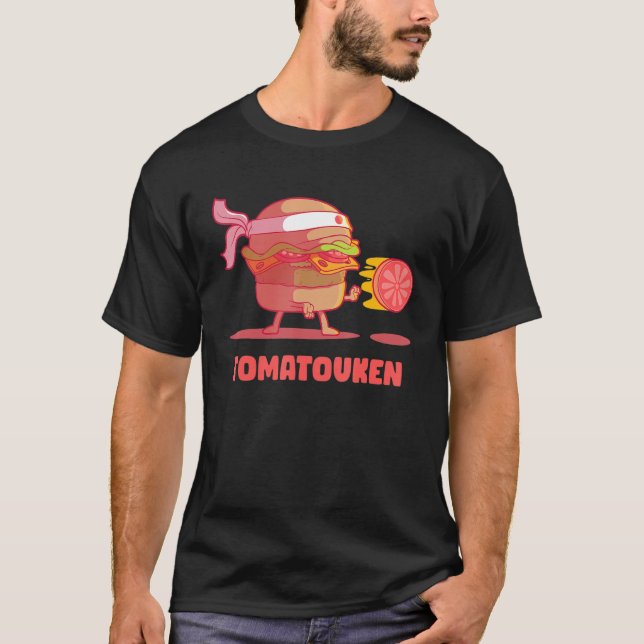 Hadouken Burger Street Fight Tomato in Fast Food V T-Shirt (Front)