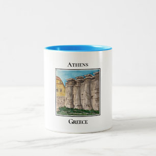 Hadrian's Library Columns, Athens, Greece Two-Tone Coffee Mug