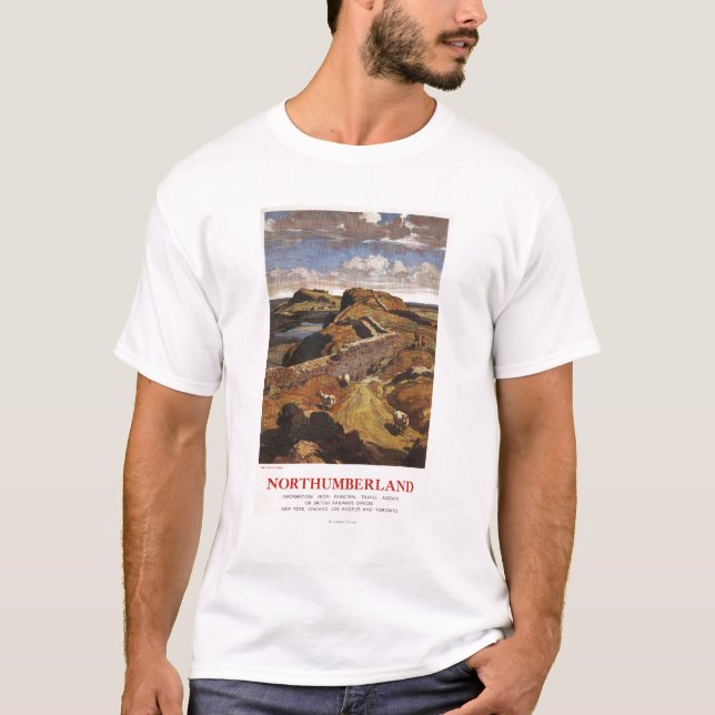 Hadrian's Wall and Sheep British Rail Poster T-Shirt (Front)