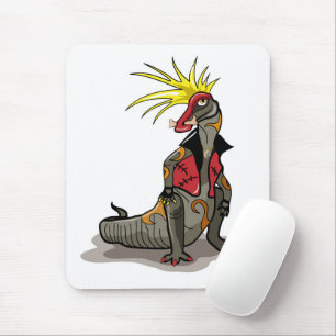 Hadrosaurus Dinosaur Dressed As A Punk. Mouse Pad