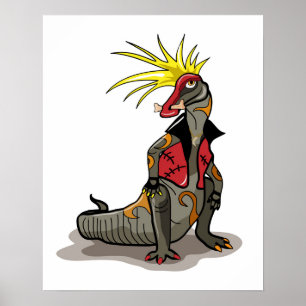 Hadrosaurus Dinosaur Dressed As A Punk. Poster