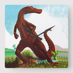 Hadrosaurus Dinosaur Square Wall Clock