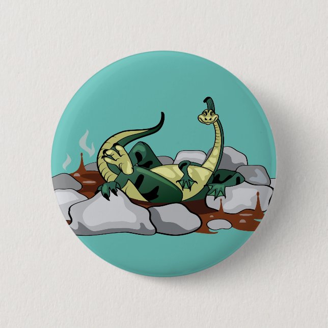 Hadrosaurus Relaxing In A Jacuzzi. 6 Cm Round Badge (Front)