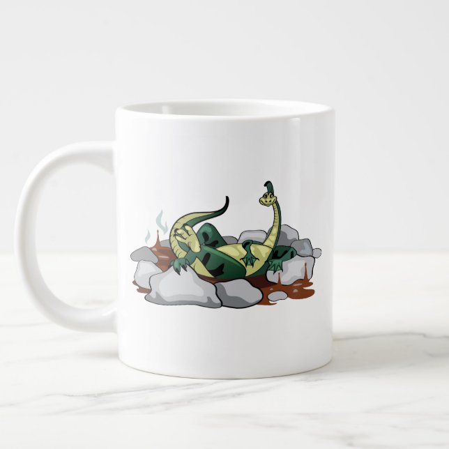 Hadrosaurus Relaxing In A Jacuzzi. Large Coffee Mug (Left)