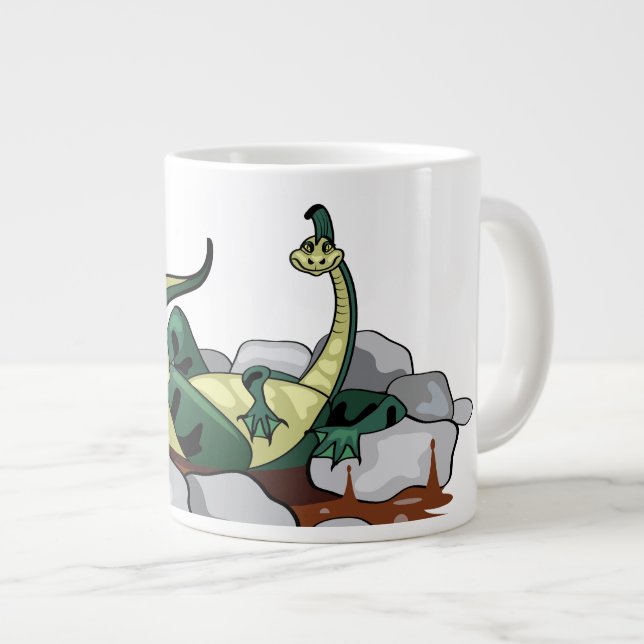 Hadrosaurus Relaxing In A Jacuzzi. Large Coffee Mug (Front Right)
