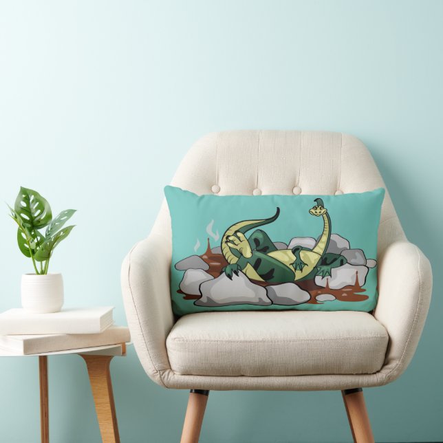 Hadrosaurus Relaxing In A Jacuzzi. Lumbar Cushion (Chair)